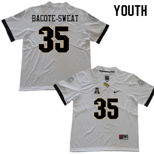 Youth #35 Dedrion Bacote-Sweat UCF Knights College Football Jerseys Sale-White - Click Image to Close